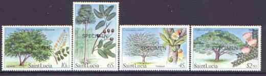 St Lucia 1984 Forestry Resources set of 4 opt'd SPECIMEN, as SG 699-702 unmounted mint*, stamps on flowers, stamps on trees