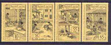 St Lucia 1984 Abolition of Slavery set of 4 opt'd SPECIMEN, as SG 740-43 unmounted mint*, stamps on slavery