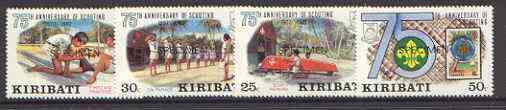 Kiribati 1982 75th Anniversary of Scouting set of 4 vals, opt'd SPECIMEN, as SG 189-92 unmounted mint*, stamps on scouts, stamps on first aid
