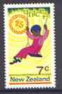 New Zealand 1971 25th Anniversary of UNICEF 7c showing child on swing unmounted mint SG 956, stamps on children