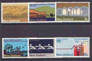 New Zealand 1973 Commemorations set of 6 unmounted mint SG 997-1002 , stamps on olympics, stamps on mining, stamps on coal, stamps on education, stamps on birds, stamps on trees, stamps on maths