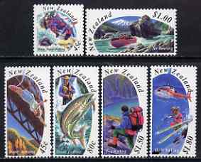 New Zealand 1994 Tourism set of 6 unmounted mint SG 1777-82, stamps on sport, stamps on bungy, stamps on rafting, stamps on fishing, stamps on hiking, stamps on skiing