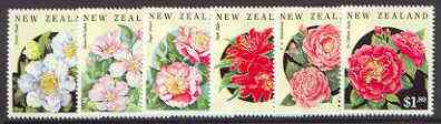 New Zealand 1992 Camellias set of 6 unmounted mint SG 1681-86, stamps on flowers, stamps on camellias, stamps on  tea , stamps on drink