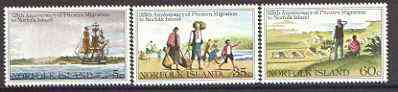 Norfolk Island 1981 125th Anniversary of Pitcairn Islanders' migration to Norfolk Islands set of 3 unmounted mint SG 258-60, stamps on ships