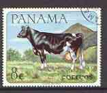 Panama 1967 black & white cow 8c fine used, from Domestic Animals set of 8, SG 939 (tete-beche pairs price x 2), stamps on animals, stamps on bovine