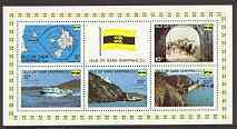 Guernsey-Sark 1969 Carriage Labels miniature sheet, fine unmounted mint (Rosen SS 4-8), stamps on ships, stamps on maps