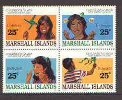 Marshall Islands 1990 Childrens Games set of four in se-tenant block of 4 unmounted mint SG 309a, stamps on children