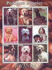 Rwanda 2000 Pedigree Puppies perf sheetlet containing set of 9 values unmounted mint, stamps on dogs