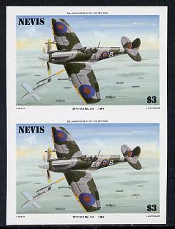 Nevis 1986 Spitfire $3 (Mark XII) unmounted mint imperf pair (as SG 374) , stamps on aviation, stamps on  ww2 , stamps on  raf , stamps on 