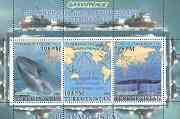 Turkmenistan 2000 Greenpeace #1 perf sheetlet containing set of 3 values (Whales, Ships & Map) unmounted mint, stamps on environment, stamps on whales, stamps on ships, stamps on maps