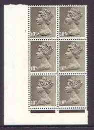 Great Britain 1967-70 Machin 10d cylinder block of 6 (Cyl 1) unmounted mint, stamps on 