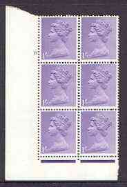 Great Britain 1967-70 Machin 1s cylinder block of 6 (Cyl 11 no dot) unmounted mint, stamps on 