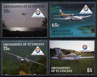 St Vincent - Grenadines 1988 Mustique Airways set of 4 unmounted mint SG 559-62, stamps on aviation