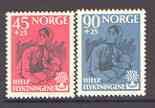 Norway 1960 World Refugee Year set of 2 unmounted mint, SG 499-500*, stamps on , stamps on  stamps on refugees