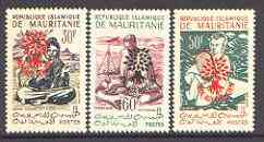 Mauritania 1962 World Refugee Year set of 3 opts on 1960 defs unmounted mint, stamps on refugees, stamps on smiths, stamps on dancing