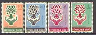 Haiti 1960 World Refugee Year set of 4 unmounted mint, SG 677-80*, stamps on refugees, stamps on trees