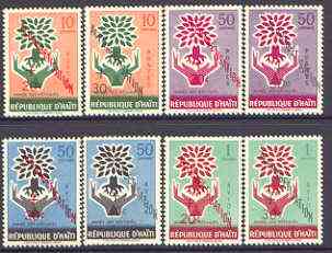 Haiti 1961 Education Campaign opts on World Refugee Year set of 8 unmounted mint, SG 700-707*, stamps on refugees, stamps on trees, stamps on education