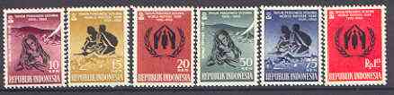 Indonesia 1960 World Refugee Year set of 6 unmounted mint, SG 824-29*, stamps on refugees, stamps on 