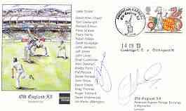 Great Britain 1998 Old England XI (v Cowbridge CC) illustrated cover with special Cricket cancel, signed by Jeff Jones and Greg Thomas, stamps on sport, stamps on cricket