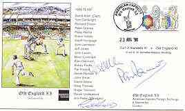 Great Britain 1998 Old England XI (v Earl of Arundel's XI) illustrated cover with special 'Cricket' cancel, signed by David Allen, Pat Pocock and Robin Hobbs, stamps on sport, stamps on cricket
