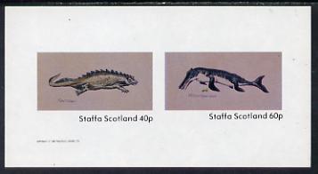 Staffa 1982 Prehistoric Marine Life (Placodus) imperf set of 2 values unmounted mint, stamps on animals, stamps on dinosaurs, stamps on marine life
