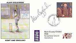 Great Britain 1998 Alan Igglesden Testimonial illustrated cover with special 'Cricket' cancel, signed by Alan Igglesden, stamps on sport, stamps on cricket