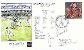 Great Britain 1997 Old England XI (v Haywards Heath CC) illustrated cover with special 'Cricket' cancel, signed by Jim Parks, stamps on sport, stamps on cricket