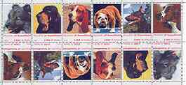 Somaliland 1999 Dogs #1 perf sheetlet of 12 values containing 2 sets of 6 arranged tete-beche unmounted mint, stamps on dogs, stamps on bassett, stamps on beagle, stamps on bulldog, stamps on doberman