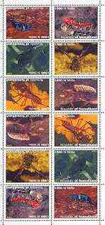 Somaliland 1999 Insects perf sheetlet of 12 values containing 2 sets of 6 arranged tete-beche unmounted mint, stamps on insects