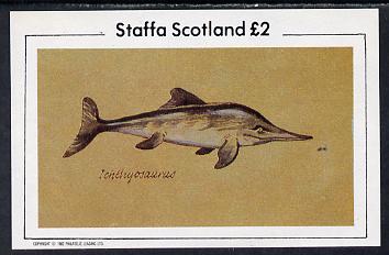 Staffa 1982 Prehistoric Marine Life (Ichthyosaurus) imperf deluxe sheet (Â£2 value) unmounted mint, stamps on animals, stamps on dinosaurs, stamps on dolphins, stamps on reptiles, stamps on marine life, stamps on 