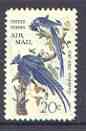 United States 1967 John Audubon Air Mail 20c unmounted mint with blue printing doubled, second ghost impression 7.5mm away, SG A1304var, stamps on birds, stamps on audubon, stamps on jays