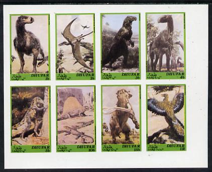Dhufar 1980 Prehistoric Animals imperf set of 8 values unmounted mint, stamps on , stamps on  stamps on animals  dinosaurs