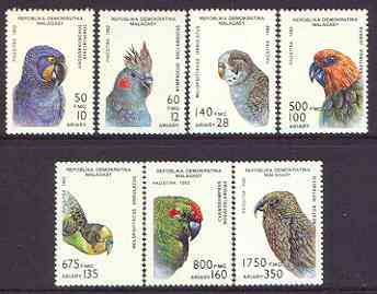 Madagascar 1993 Parrot Family perf set of 7 unmounted mint SG 955-61*, stamps on birds, stamps on parrots
