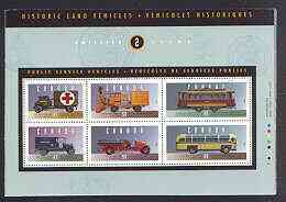 Canada 1994 Historic Automobiles (2nd series) perf m/sheet in special presentation pack, SG MS 1611, stamps on transport, stamps on trams, stamps on fire, stamps on ambulances, stamps on police, stamps on buses