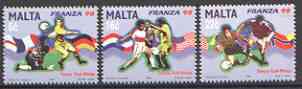 Malta 1998 Football World Cup Championships set of 3 unmounted mint, SG 1081-83, stamps on football, stamps on sport