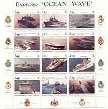 British Indian Ocean Territory 1997 Ocean Wave sheetlet containing set of 12, unmounted mint SG 202a, stamps on ships, stamps on flat tops, stamps on oceans, stamps on badges