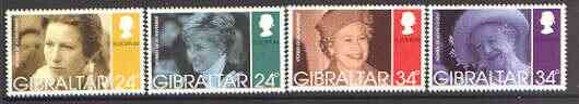 Gibraltar 1996 Europa (Famous Women - Royals) set of 4 unmounted mint, SG 767-70*, stamps on , stamps on  stamps on europa, stamps on royalty, stamps on diana, stamps on anne, stamps on queen mother, stamps on  stamps on anne & mark