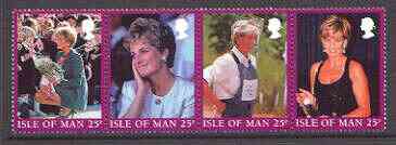Isle of Man 1998 Princess Diana Commemoration se-tenant strip of 4 unmounted mint, SG 813a, stamps on , stamps on  stamps on royalty, stamps on diana