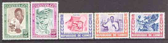 Guinea - Conakry 1960 National Health set of 5 unmounted mint, SG 236-40*, stamps on medical, stamps on optics, stamps on eyes, stamps on blind, stamps on microscopes, stamps on timber