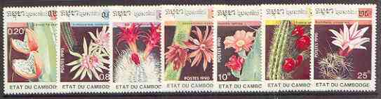 Cambodia 1990 Cacti perf set of 7 unmounted mint, SG 1104-10*, stamps on , stamps on  stamps on flowers, stamps on cacti