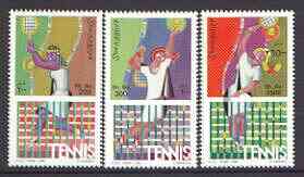 Somalia 1999 Tennis perf set of 3 unmounted mint*, stamps on sport, stamps on tennis