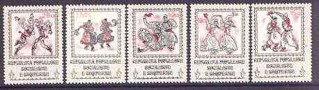 Albania 1977 National Costume Dances (1st series) set of 7 unmounted mint, SG 1900-1906, stamps on costumes, stamps on dancing
