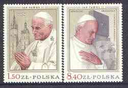 Poland 1979 Visit of Pope John Paul II set of 2 unmounted mint, SG 2616-17*, stamps on pope, stamps on personalities, stamps on religion