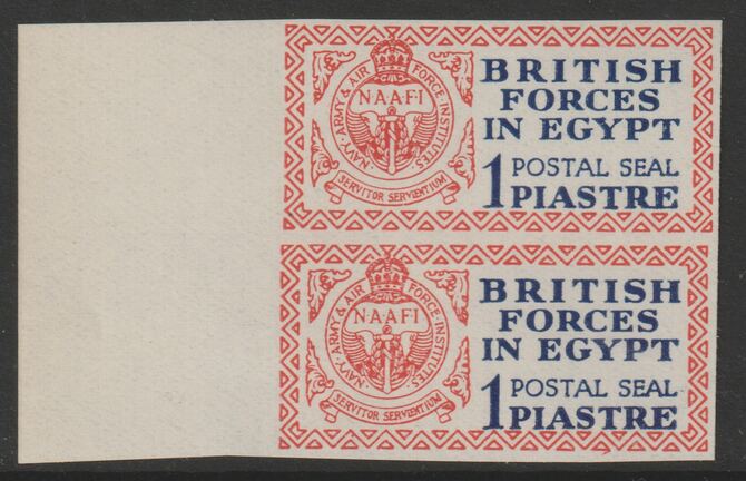 Egypt 1932 British Forces 1p Postal Seal marginal imperf pair, superb unmounted mint, SG A1 (normal pair cat \A3190), stamps on 