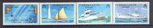 Turks & Caicos Islands 1978 Turks Island Passage no wmk set of 4 unmounted mint SG 489A-92A, stamps on ships, stamps on lighthouses, stamps on maps