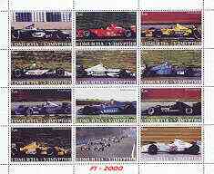 Udmurtia Republic 2000 Formula 1 perf sheetlet containing set of 12 values unmounted mint, stamps on cars, stamps on shells, stamps on racing cars, stamps on motorsport, stamps on  f1 , stamps on jaguar, stamps on ferrari, stamps on bmw, stamps on 