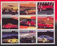 Kalmikia Republic 2000 Sports Cars perf sheetlet containing set of 9 values unmounted mint, stamps on cars, stamps on racing cars, stamps on motorsport, stamps on 