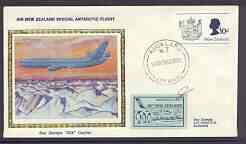 New Zealand 1978 silk cover with Air New Zealand Penguin Antarctic Flight label with Traffic Mangere cachet on reverse, stamps on aviation, stamps on penguins, stamps on polar