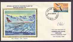 Australian Antarctic Territory 1979 Boeing 747 silk cover for Qantas Antarctic Charter Flight signed by the courier, stamps on , stamps on  stamps on aviation, stamps on boeing, stamps on polar, stamps on 