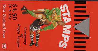 New Zealand 1995 Centenary of Rugby League $4.50 booklet complete, SG SB73, stamps on sport, stamps on rugby